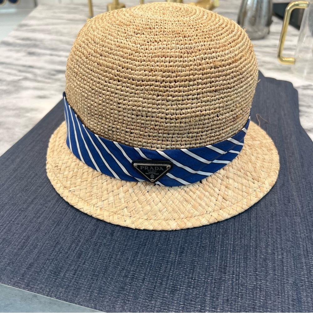 Prada Womens Raffia Straw Hat